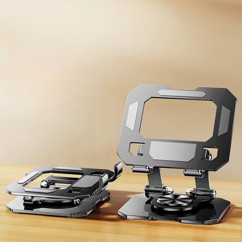 Gaming Accessories Tablet - オールメタル折りたたみ式360度回転 ° タブレットと携帯電話用の回転可能なデスクトップスタンド、中空設計の放熱タブレットサポートブラケット