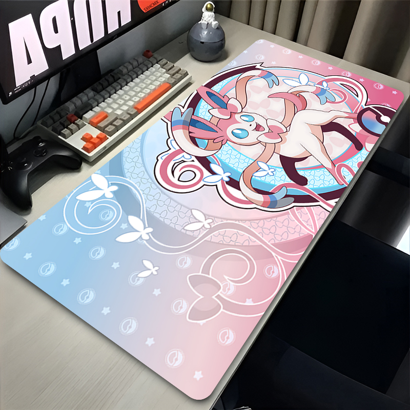 Gaming Accessories Kawaii - 大型ピンクかわいいマウスパッド XXL ゲームコンピュータアクセサリー P-ポケモン シルベオン キーボード