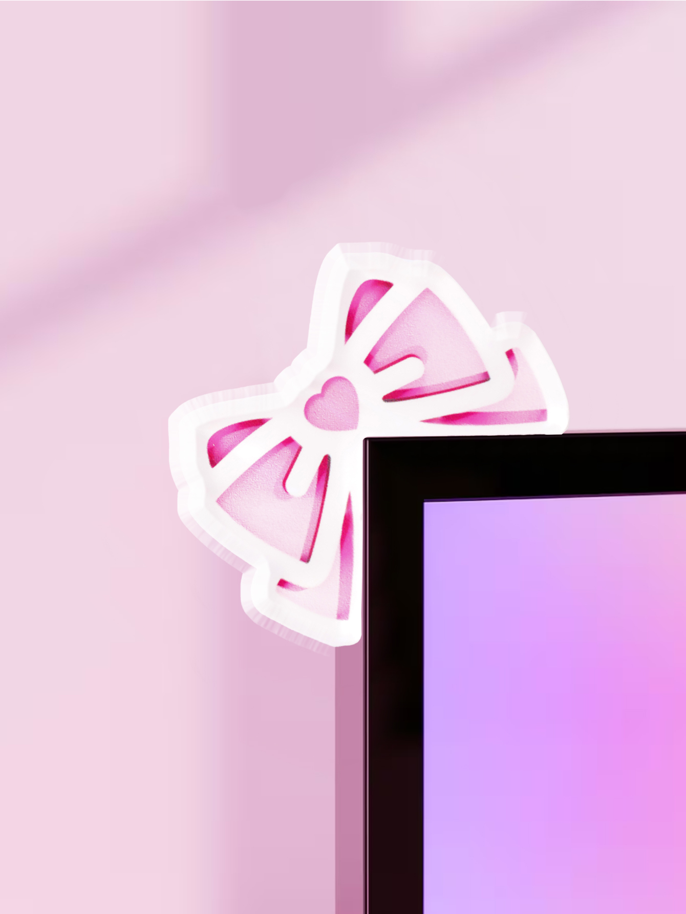 Gaming Accessories To Gift - かわいいリボンモニター装飾 ピンクアクリルリボンノットPCアクセサリー キュートなデスクトップデコレーション ゲームセットアップ、スクリーン、ホームオフィス、ギフトに