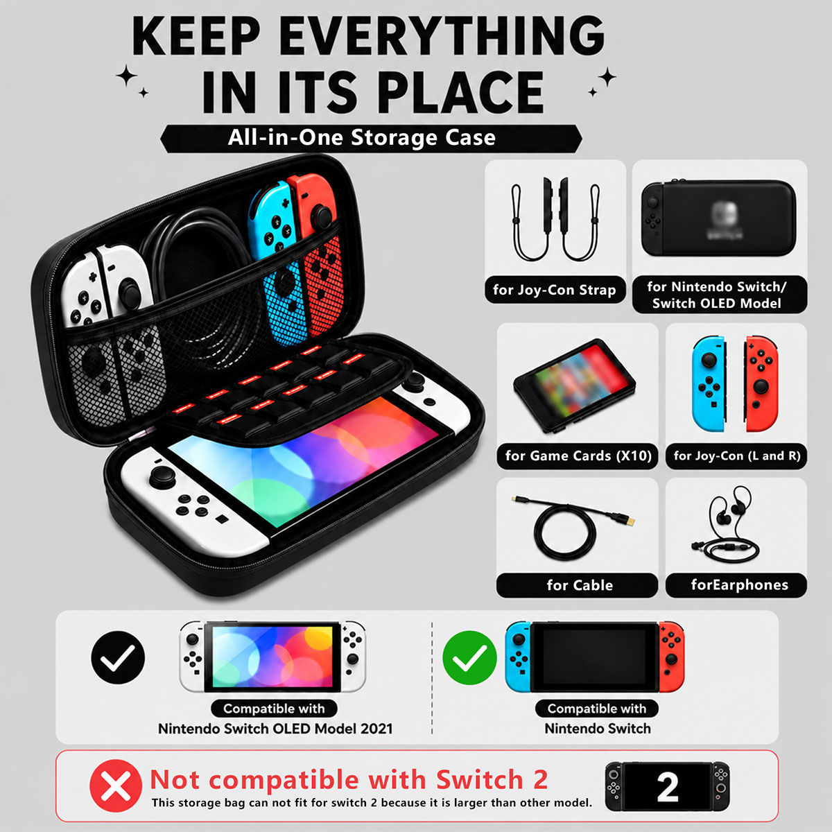 かわいい耐衝撃キャリーケース メッシュポケット付き ポータブ - Gaming Accessories Bag のレビューと価格