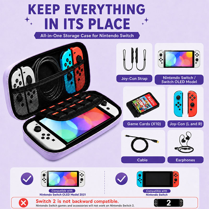 かわいい耐衝撃キャリーケース メッシュポケット付き ポータブ - Gaming Accessories Bag のレビューと価格