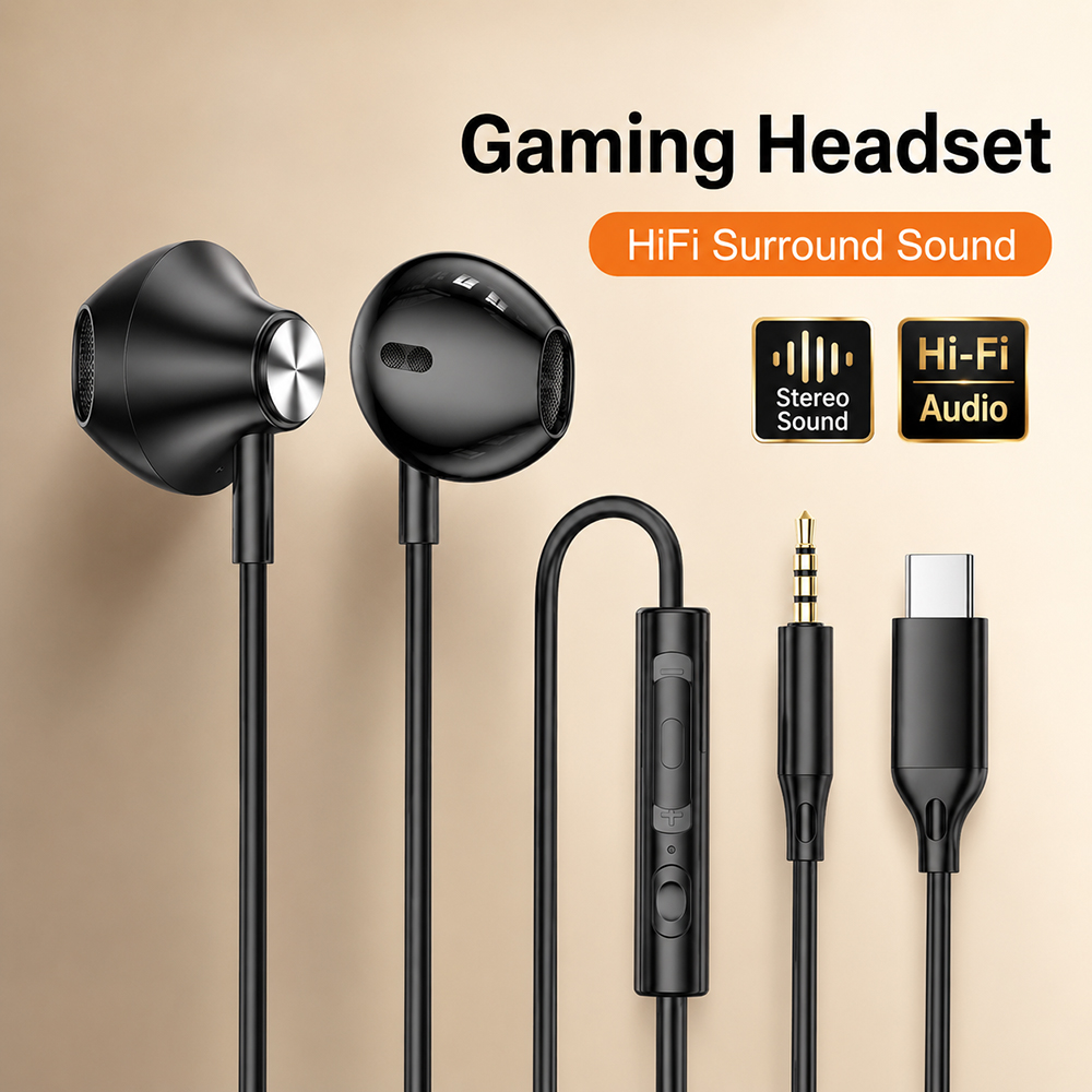 HiFi サラウンドヘッドフォン低音ステレオサウンド iPh - Gaming Accessories Tablet のレビューと価格