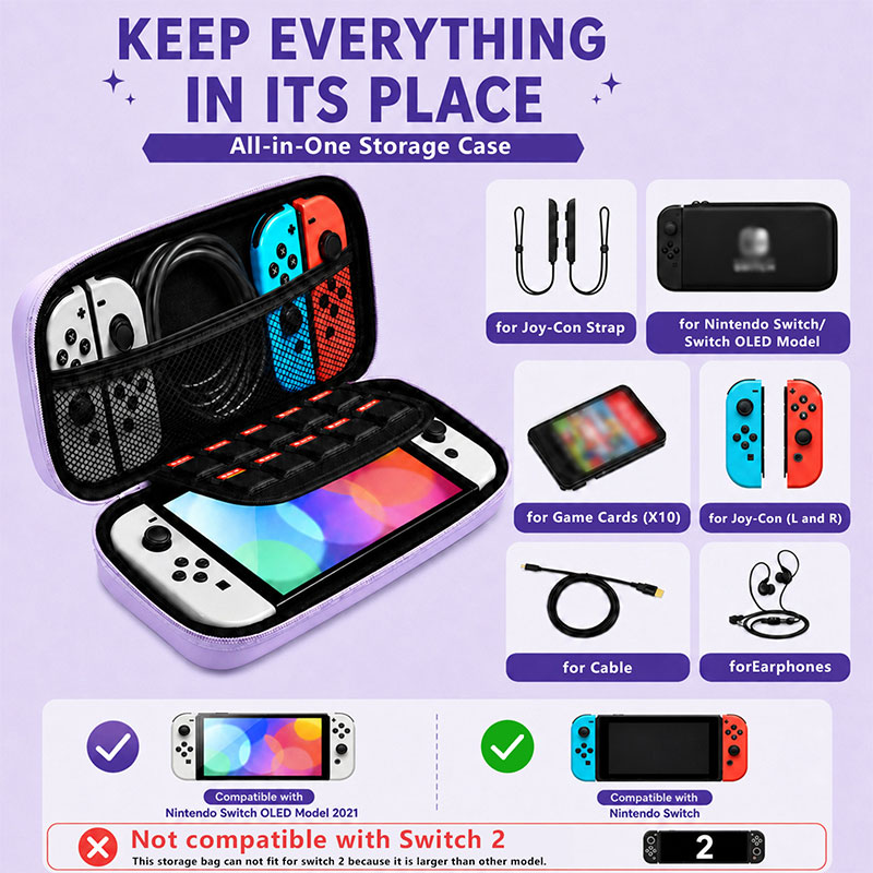 マカロンカラーのハード収納バッグ ポータブルトラベルゲームア - Gaming Accessories Bag のレビューと価格