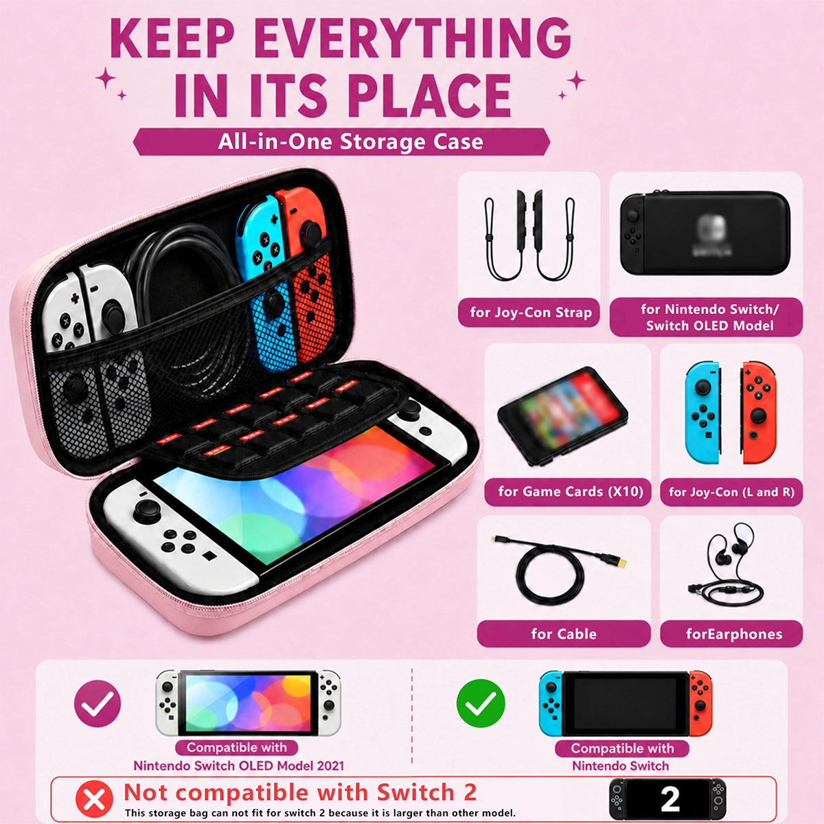 マカロンカラーのハード収納バッグ ポータブルトラベルゲームア - Gaming Accessories Bag のレビューと価格
