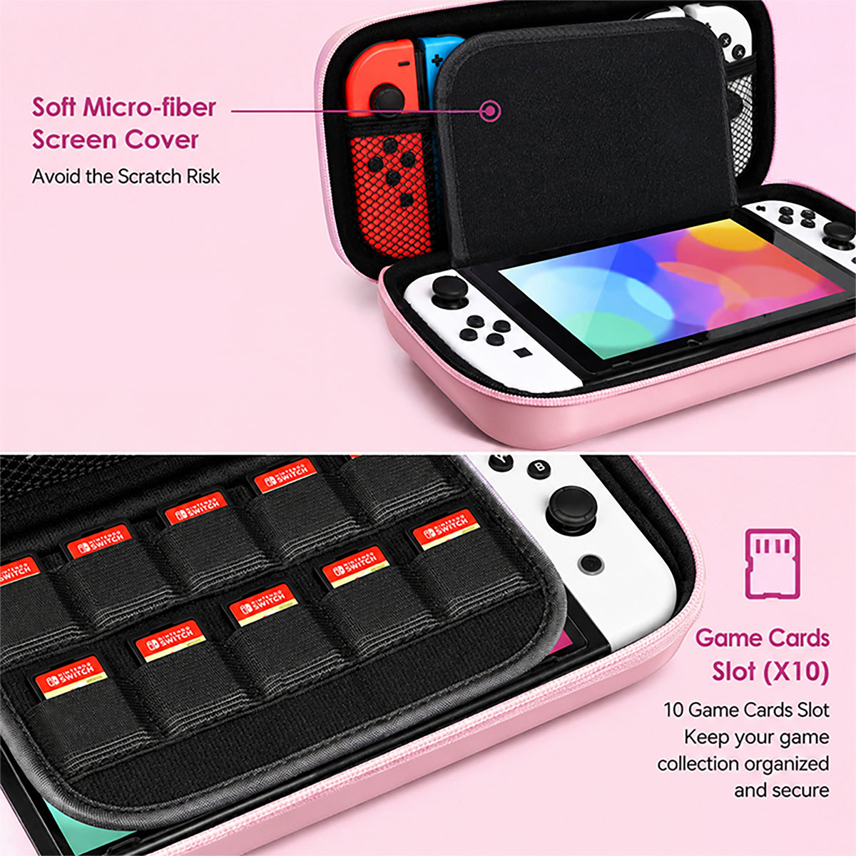 マカロンカラーのハード収納バッグ ポータブルトラベルゲームア - Gaming Accessories Bag のレビューと価格
