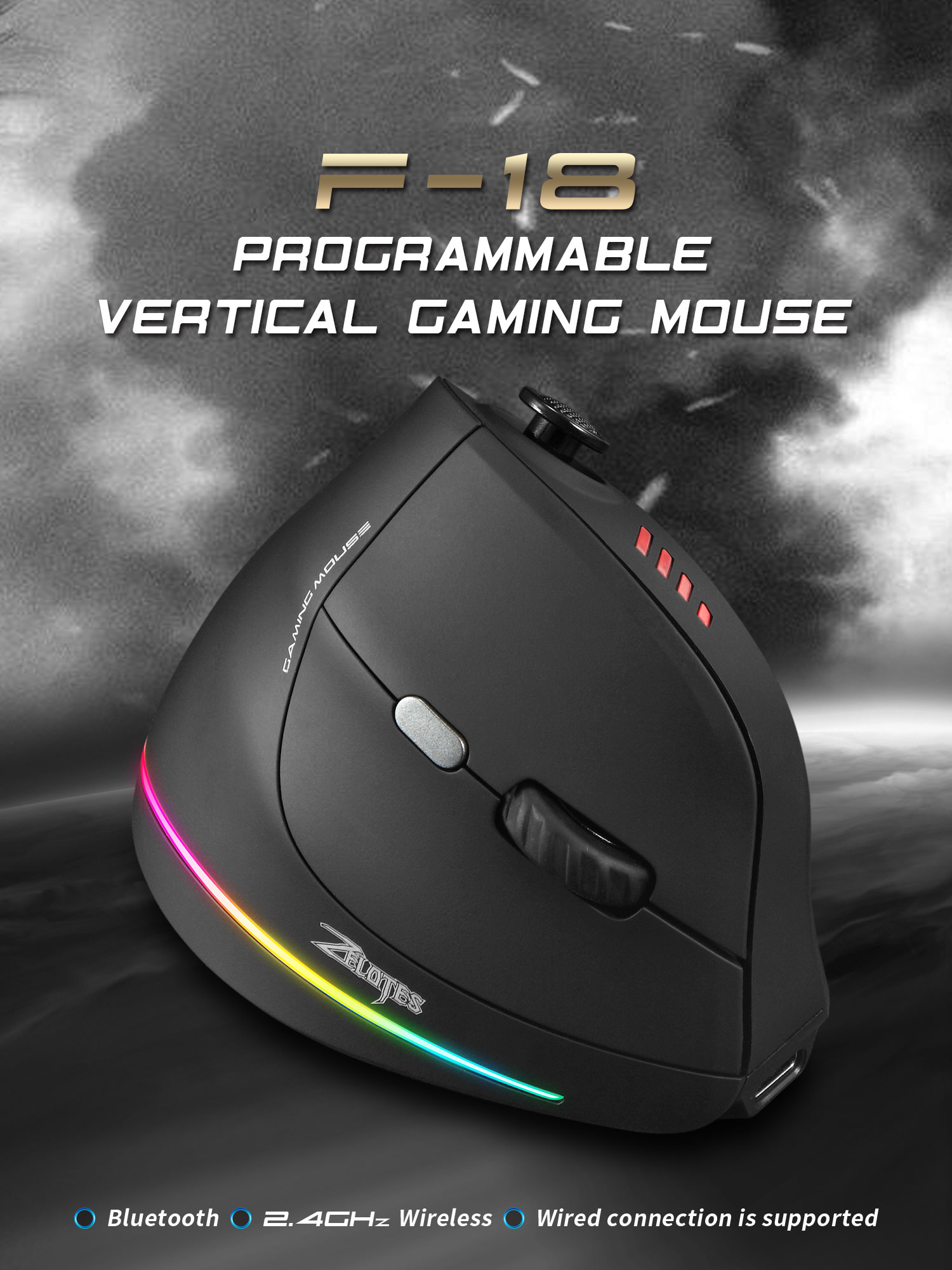 Jomaa RGB バックライト付きワイヤレス垂直マウスコン - Gaming Accessories Tablet のレビューと価格
